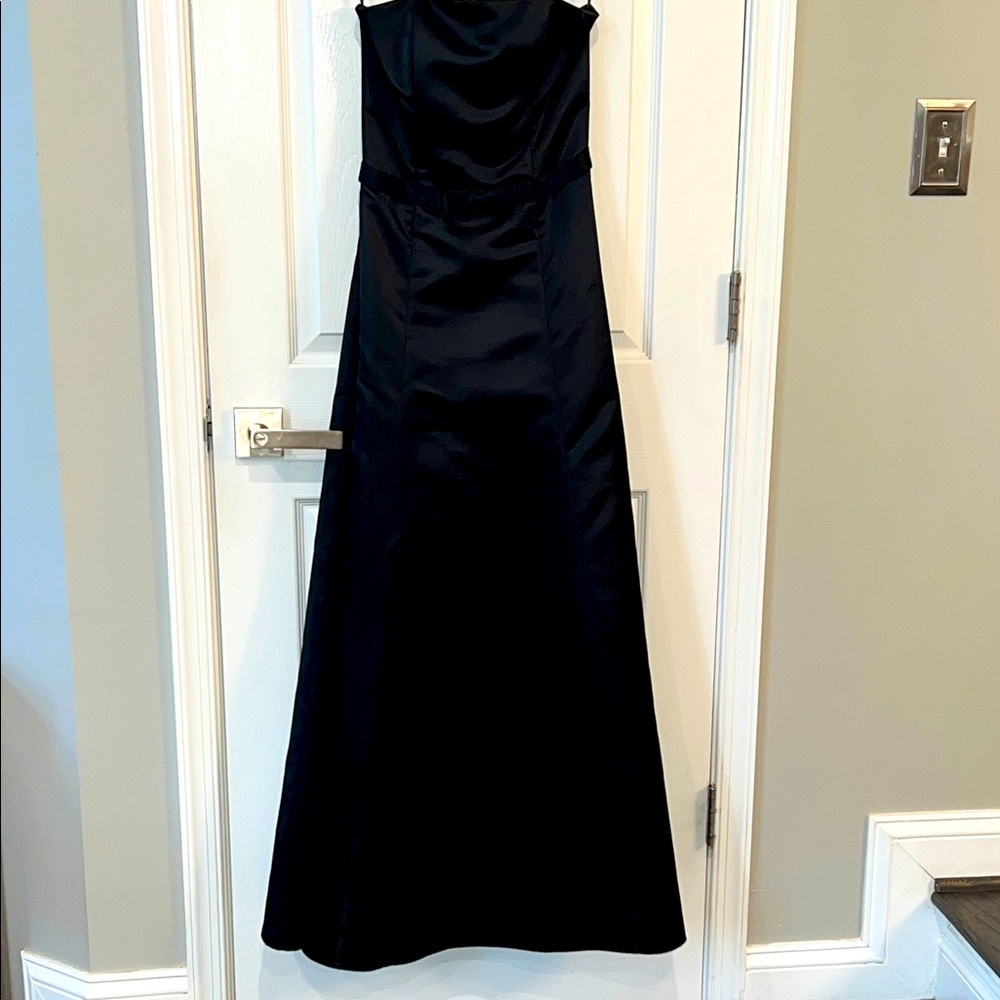Vintage 80s Jessica McClintock Gunne Sax Strapless Black Gown sz 3/4